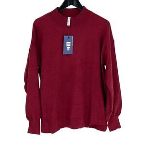Weaczzy Womens Mock Neck Knit Pullover Long Sleeve Sweater Maroon Size XL NWT